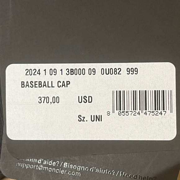 Authentic Moncler Logo Cotton Baseball cap - Picture 8 of 8